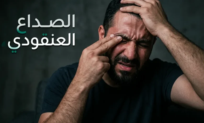 رجل يضغط على منطقة حول عينه بسبب ألم الصداع العنقودي
