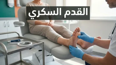 طبيب يرتدي قفازات طبية يفحص قدم مريض السكري في عيادة حديثة مع أدوات الفحص العصبي - القدم السكري