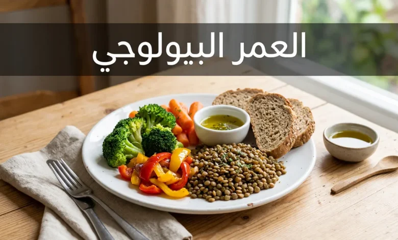 طبق غذاء نباتي صحي يمثل العلاقة بين التغذية والعمر البيولوجي لكبار السن