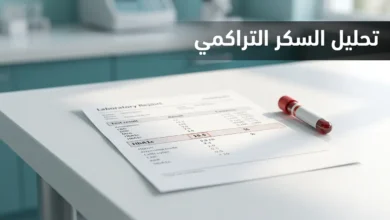 ورقة نتيجة تحليل السكر التراكمي HbA1c في بيئة مخبرية نظيفة.