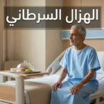 صورة غلاف تُظهر رجلاً مسناً نحيلاً يجلس على حافة سرير المستشفى بجانب صينية طعام غير مُتناولة، مع عنوان الهزال السرطاني