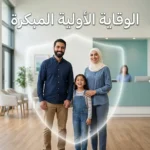 صورة غلاف تُظهر عائلة عربية سعيدة محاطة بدرع وقائي شفاف داخل عيادة طبية حديثة مع عنوان الوقاية الأولية المبكرة