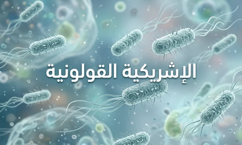 صورة مجهرية واقعية لبكتيريا الإشريكية القولونية (E. coli) توضح شكلها العصوي.
