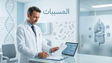 طبيب في عيادة حديثة يراجع أسباب المرض الجذرية ضمن صورة غلاف لمقال عن المسببات