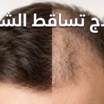 مقارنة بصرية بين فروة رأس بشعر كثيف وفروة أخرى تعاني من التساقط، مع عنوان "علاج تساقط الشعر"
