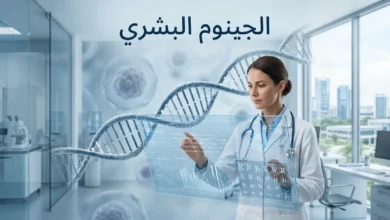 صورة غلاف واقعية تُظهر الحمض النووي وطبيباً يراجع بيانات جينومية في بيئة طبية حديثة