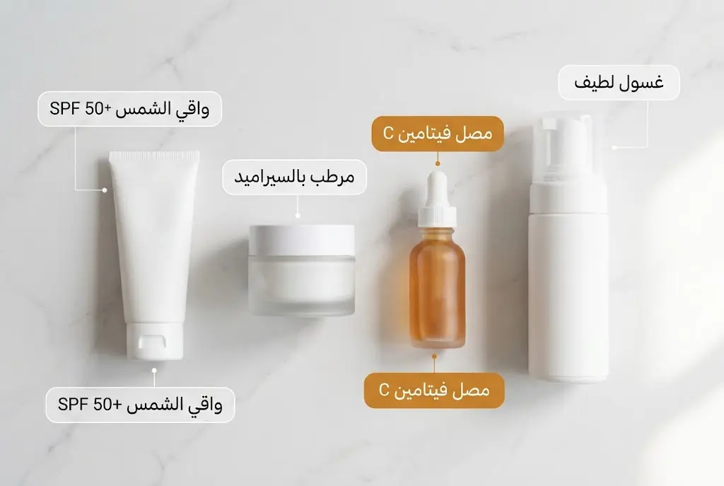منتجات الروتين الصباحي للعناية بالبشرة مرتبة بالتسلسل الصحيح