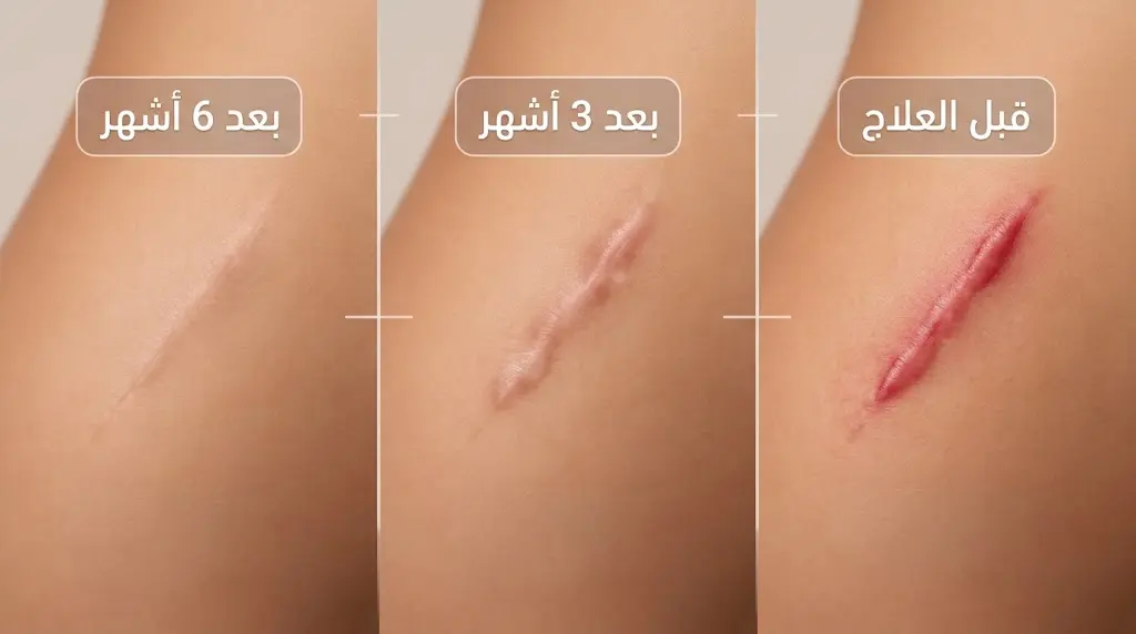 تطور مظهر الندبة الجراحية عبر ستة أشهر من استخدام لصقات السيليكون