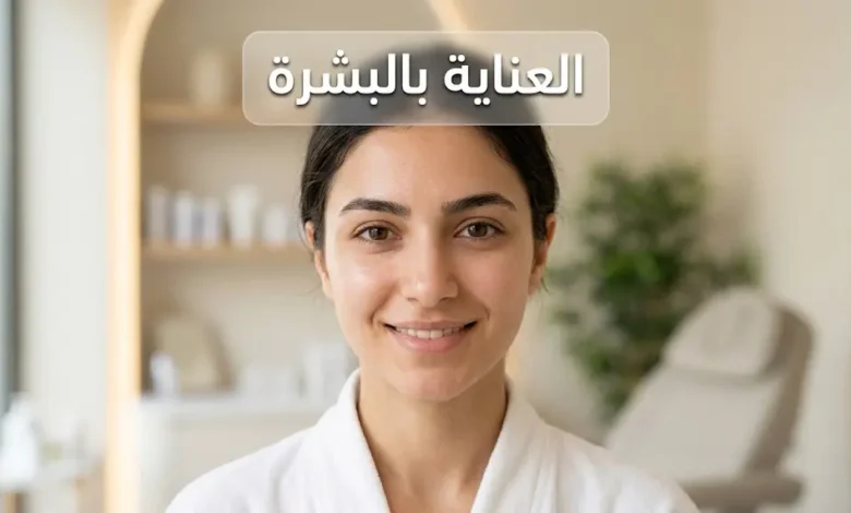 امرأة شابة ذات بشرة صحية ومشرقة تمثل مفهوم العناية بالبشرة الطبية