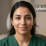 صورة غلاف مقال علاج حب الشباب — شابة بشرتها تظهر عليها حبوب التهابية خفيفة إلى متوسطة