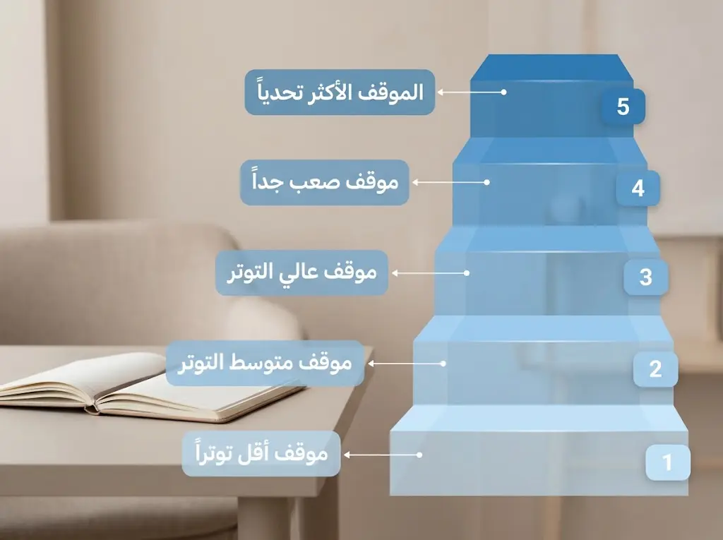تمثيل بصري لسلّم التعرض التدريجي في العلاج المعرفي السلوكي لاضطراب القلق الاجتماعي