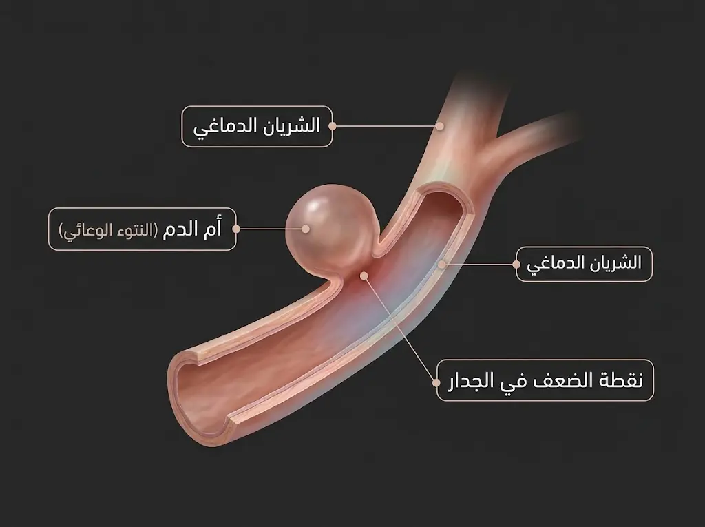 رسم توضيحي لأم الدم الدماغية المسببة لصداع قصف الرعد