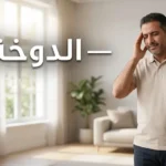 رجل يُمسك رأسه بيده بسبب الدوخة في منزل مضاء بشكل طبيعي