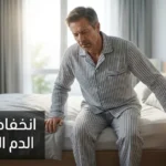 شخص بالغ يشعر بالدوار فور نهوضه من السرير — صورة غلاف مقال انخفاض ضغط الدم الانتصابي