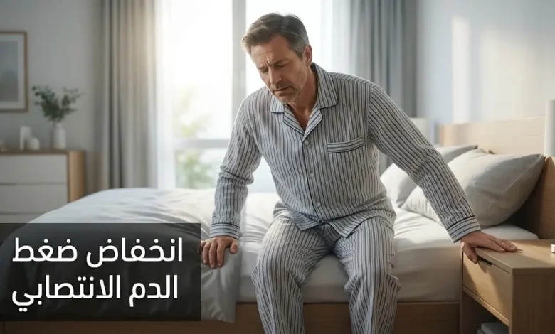شخص بالغ يشعر بالدوار فور نهوضه من السرير — صورة غلاف مقال انخفاض ضغط الدم الانتصابي