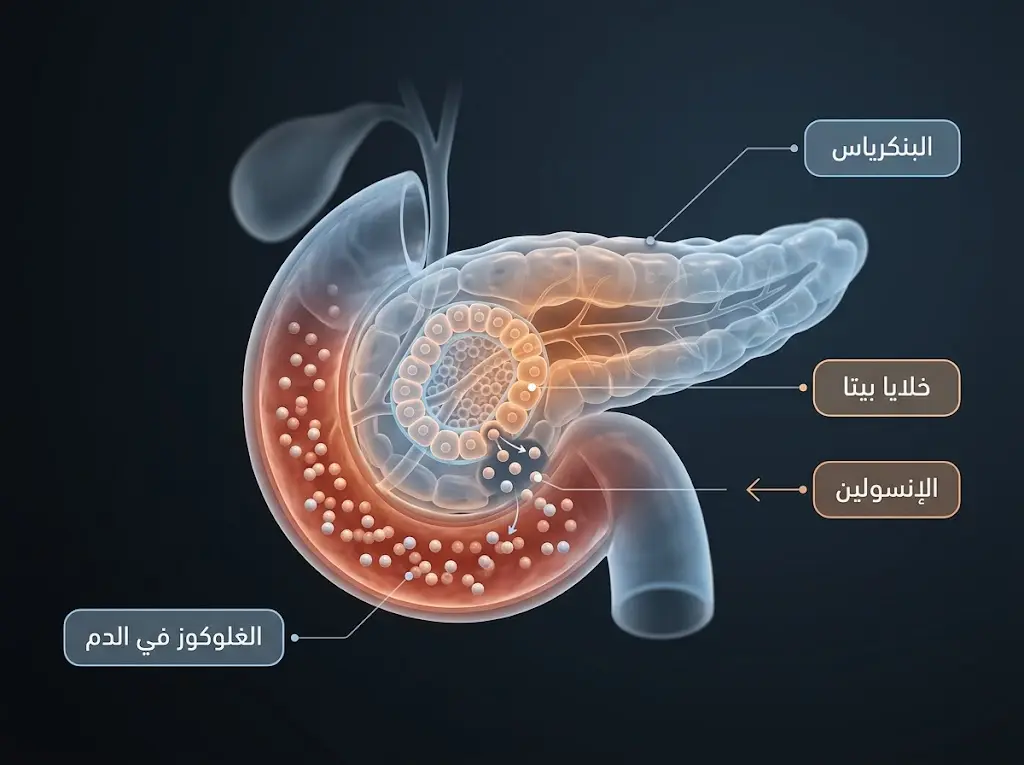 آلية إفراز الإنسولين من البنكرياس استجابة لارتفاع سكر الدم