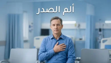 رجل يمسك صدره بألم يوضح موضوع مقال ألم الصدر وأسبابه