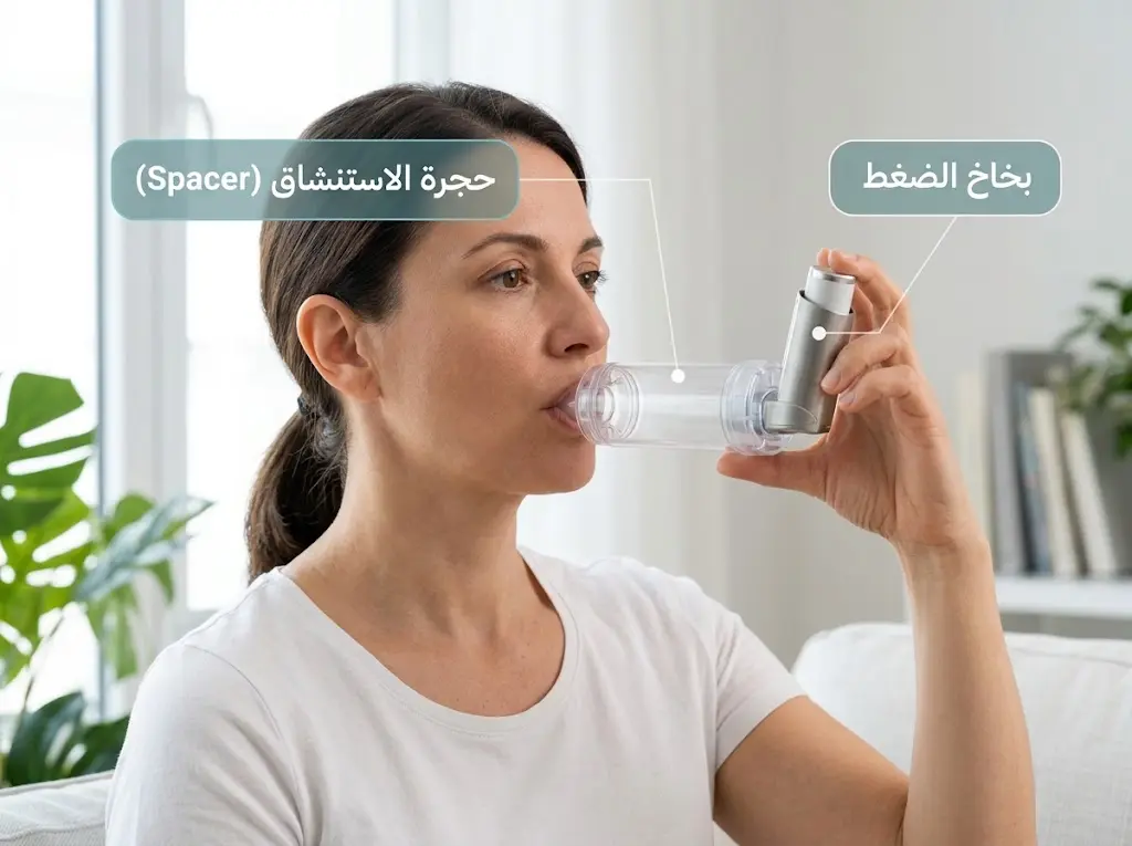 الطريقة الصحيحة لاستخدام بخاخ الربو مع حجرة الاستنشاق