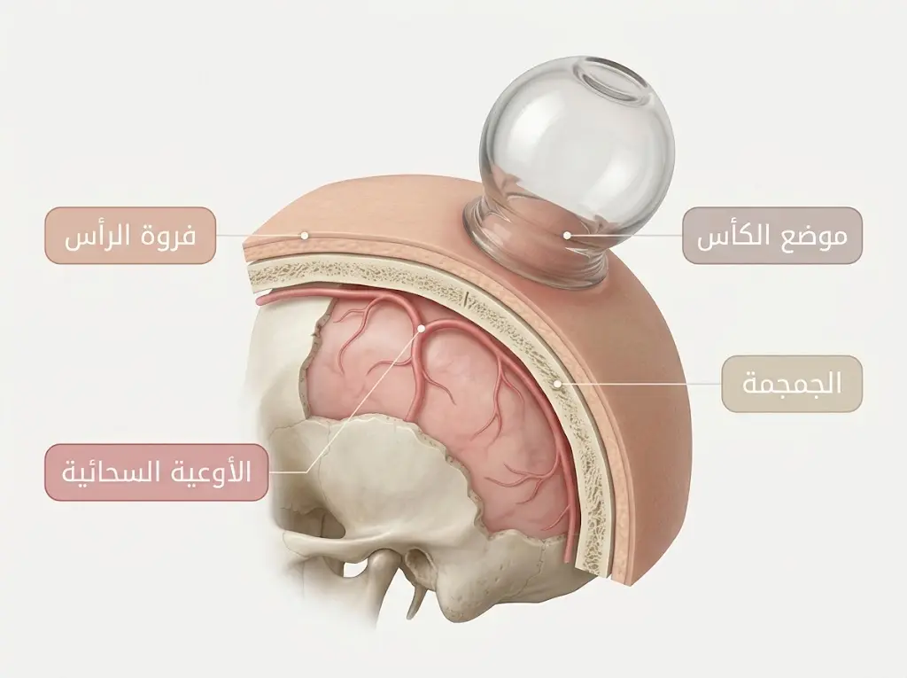 تشريح فروة الرأس وقاعدة الجمجمة وسبب ارتفاع خطر النزف العصبي النادر مع الحجامة
