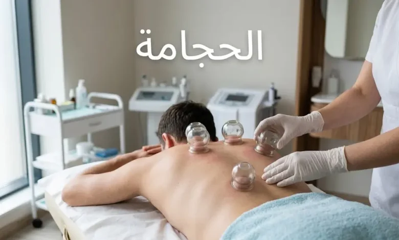 الحجامة كإجراء من الطب التكميلي - كؤوس على الظهر في جلسة حجامة جافة