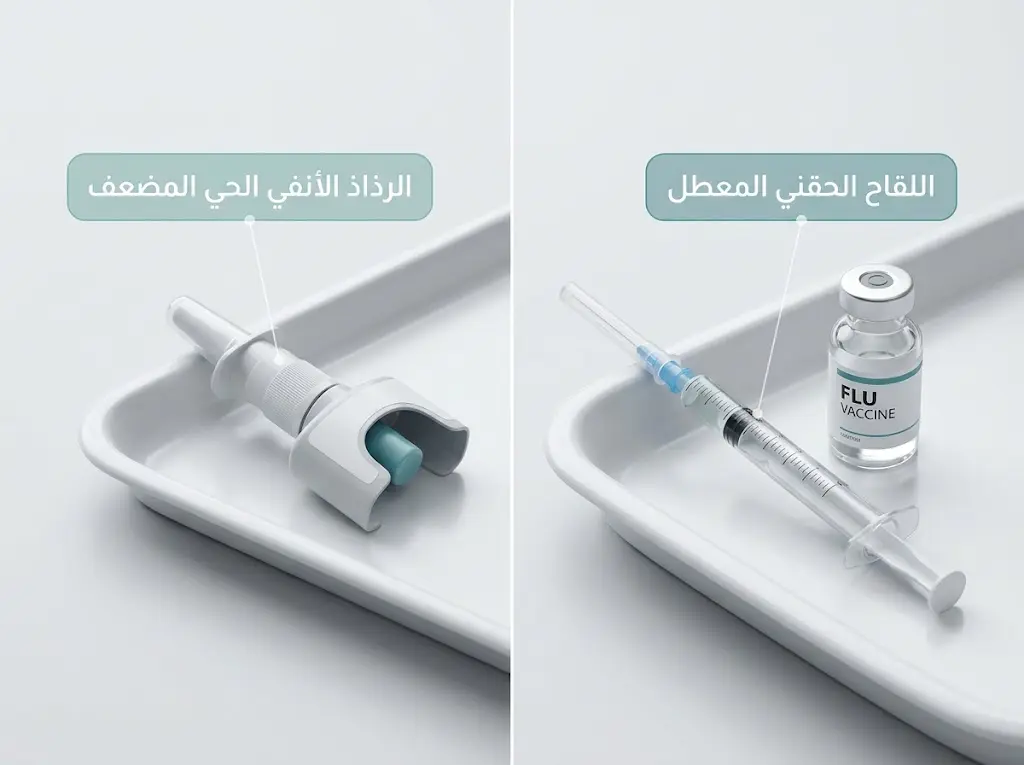 مقارنة بين اللقاح الحقني المعطل والرذاذ الأنفي الحي المضعف