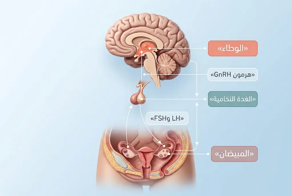 محور الوطاء والنخامية والمبيض وكيفية تنظيم هرمونات الأنوثة
