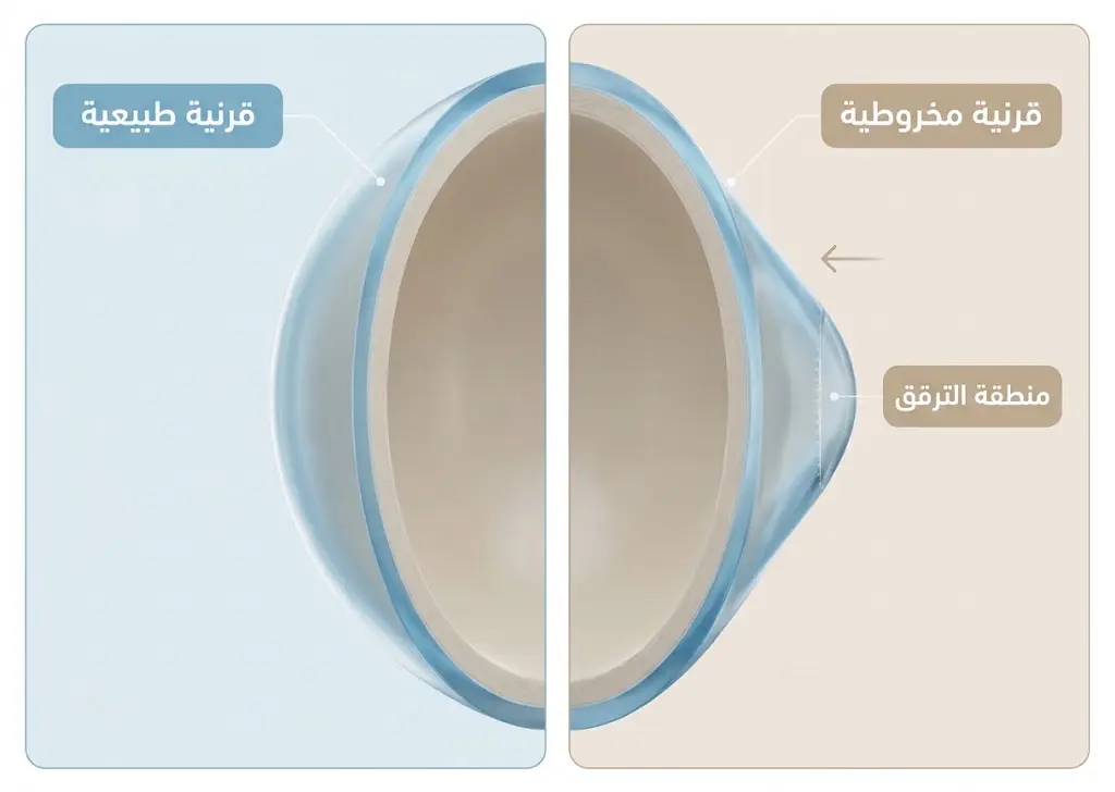 مقارنة بين القرنية الطبيعية والقرنية المخروطية التي تُعد من موانع إجراء عملية الليزك
