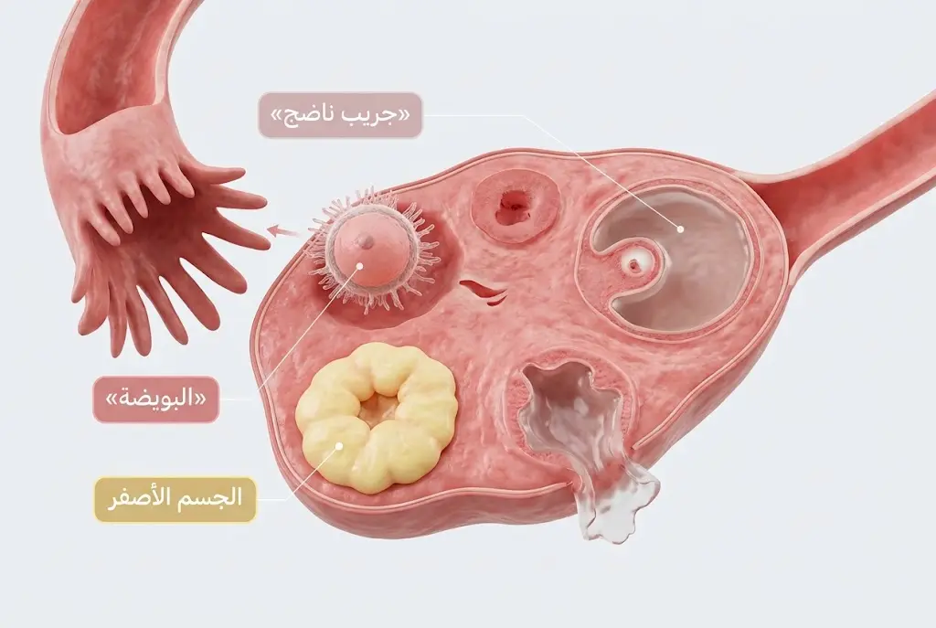 لحظة الإباضة وخروج البويضة وتشكل الجسم الأصفر في المبيض
