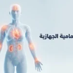 جسم بشري توضيحي يظهر عليه مناطق متعددة من الالتهاب المناعي الذاتي في الذئبة الحمامية الجهازية